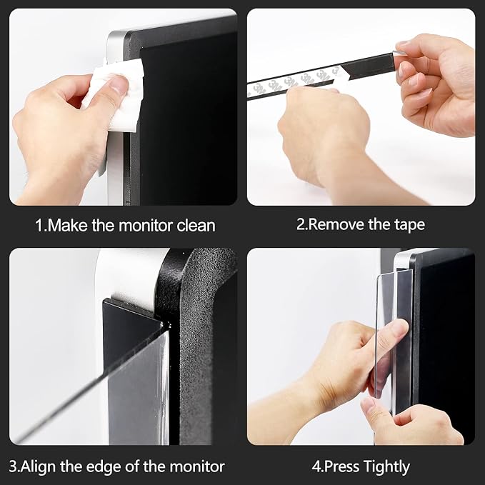 2 Pcs Large Computer Monitor Memo Board for No Edge Monitors,13.6 X 3.6 Inch Monitor Sticky Note Holder Computer Monitor Message Board for Frameless Monitors