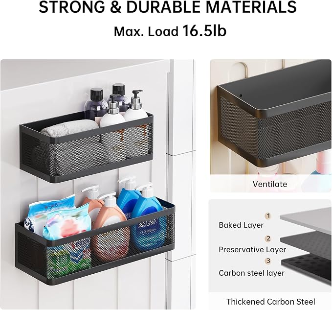 Magnetic Shelf for Washing Machine, Black, L13.78in*W5.12in*H3.94in | Magnetic Organizer for Laundry, Hanging Basket Storage, Magnetic Fridge Shelves, Spice Rack for Refridgerator, 16.5-lb load