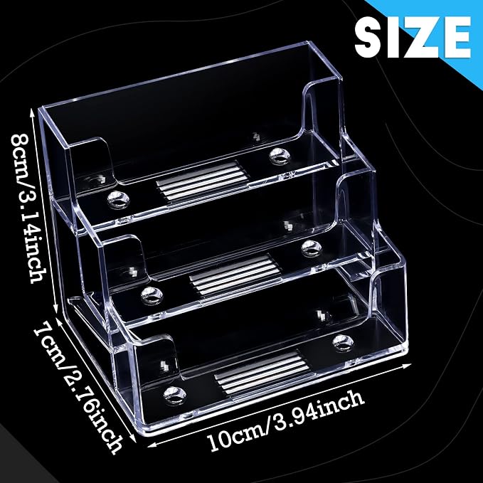 TecUnite 8 Pieces Business Card Holder for Desk 3 Tiers Clear Acrylic Stand for Business Card Organizer Storage Holder Display for Office and Company, 180 Cards Capacity