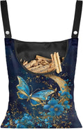 Butterfly Clothespin Storage Moon Hanger Bags Laundry Clothespin Bag with a Large Opening, Hanging Storage Organizer with Hanging Rope for Home Outdoor Waterproof Clothespin Storage