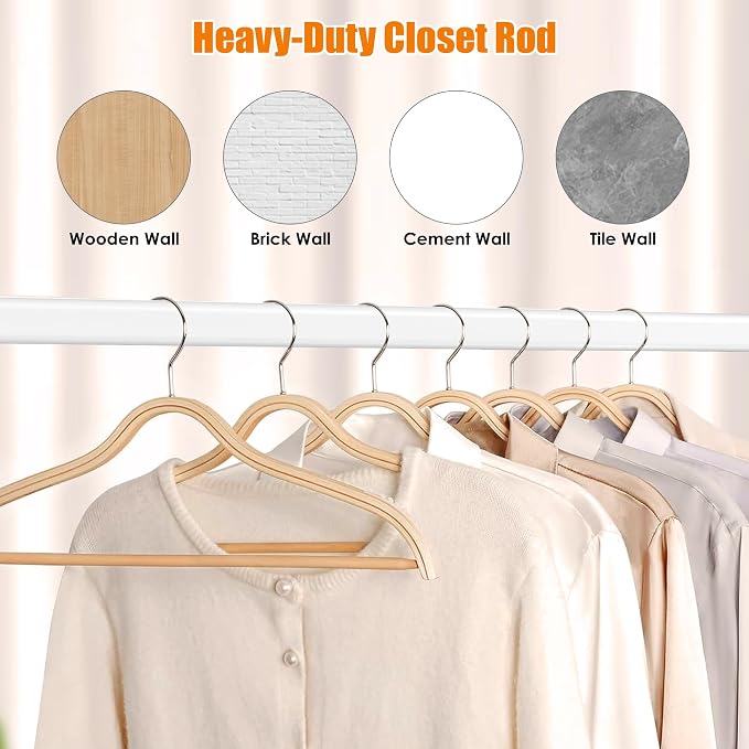 Oval Closet Rod for Hanging Clothes, Adjustable, 18 to 39 in | White, Heavy Duty, Metal, Suitable for Wardrobes, Laundry, RV