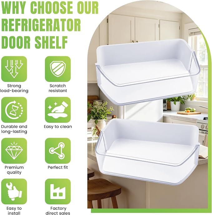 AMI PARTS DA97-12650A(RIGHT) & DA97-12657A(LEFT) Refrigerator Door Shelf | Fit for Refrigerator Parts RF260BEAESR RF261BEAESR RF261BEAESP RF260BEAEWW with 2 Egg Trays