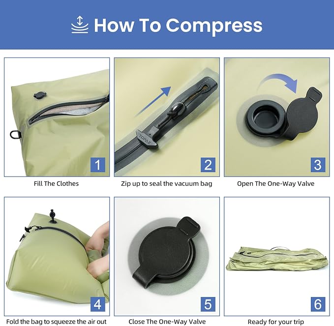 BAGAIL TPU Vacuum Bag for Travel, Reusable Compression Bag with IPX8 Waterproof Zipper, Save Space for Suitcase, Backpack and Carry on (Beige, ExtraLarge, No Pump)