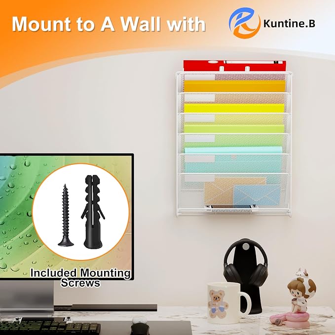 Kuntine.B Wall File Organizer Office Hanging Magazine Holder Wall File Organizer for Office Home