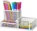 SUPEASY Pen Holder Desk Organizer, Office Supplies Pencil Holder with 3 Compartments, Desk Accessories and Workspace Organizers for Home School Classroom, White