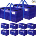 FabSpace 10Pack Moving Storage Bags, Moving Supplies Packing Boxes for Moving, Camping, College Dorm Room Essentials for Girls, Blue Tote Bags, 93L Heavy-Duty Storage Bins With Lids And Zippers