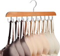 Bra Hanger for Closet Organizers and Storage | Space Saving Wooden Hanger | 20 Steel Hooks for Tank Tops, Camis, Hats, Lingeries, Belts, Ties, Scarfs Holder| 360° Rotating Non-Slip (1, Natural)