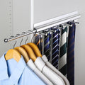 BaiNong Adhesive Valet Rod for Closets Pull Out 16.5" Silver with 10 Hooks | Multifunctional Closet Valet Rod Slide Out for Closets Belt Organizer for Closet Tie Rack Hanger for Closet Space-Saving
