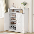 ALLSTAND 6-Tier Shoe Cabinet with Doors, Entryway Shoe Rack Shoe Storage Cabinet with Adjustable Shelves & Anti-tip Fitting, Farmhouse Shoe Cabinet Storage for Entryway, Living Room, Closet