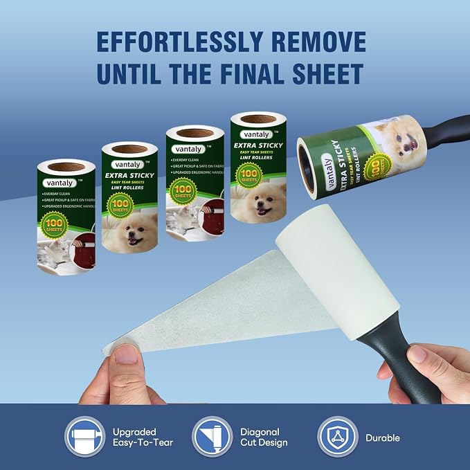 Lint Rollers for Pet Hair Extra Sticky | Large quantity and durable,deep cleaning,Reusable,600 Sheets Value Set,Daily cleaning tools,2 Upgraded Handles
