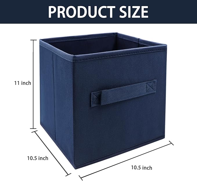 EBIGIC Storage bins collapsible storage bins,cube storage organizer （Pack of 3） 10.5 * 10.5 * 11inch，For home and office Collapsible Closet Shelf Organizers, Drawer Organizers(Blue)