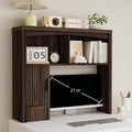Desktop Shelf, Wooden Desk Hutch with Storage, Desktop Bookshelf with Cabinet and Drawer, Office Desk Organizer, Space-Saving Organization, Over Desk Storage Shelves for Home, Dorm, Walnut