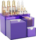 Youdepot Purple Acrylic Face Towel Holder with 3 Drawers | Disposable Face Towel Organizer for XL Facial Towels, Cotton Pads, Swabs, Skincare Tools, Bathroom Vanity Countertop