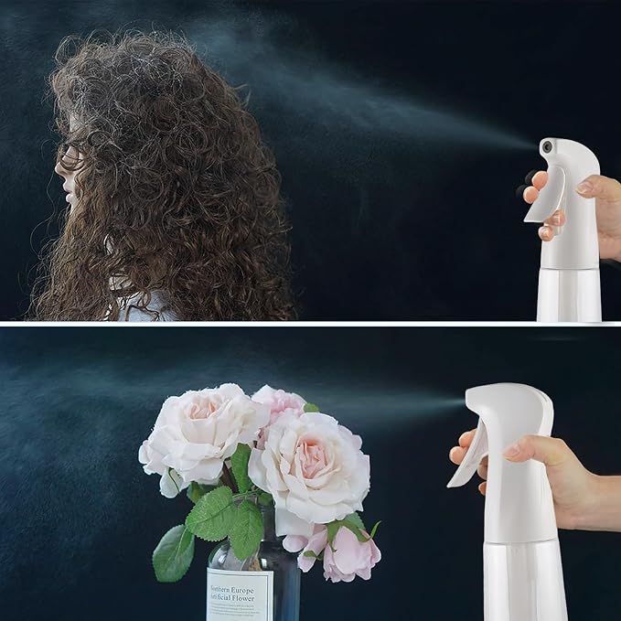 TANSHINE Continuous Spray Bottle for Hair,Ultra Fine Mist Water Hair Spray Bottles,Mister Spray Bottle,Refillable Plastic Sprayer for Hairstyling, Cleaning,Alcohol, Plants, Salons,6.8oz/200ml,Clear
