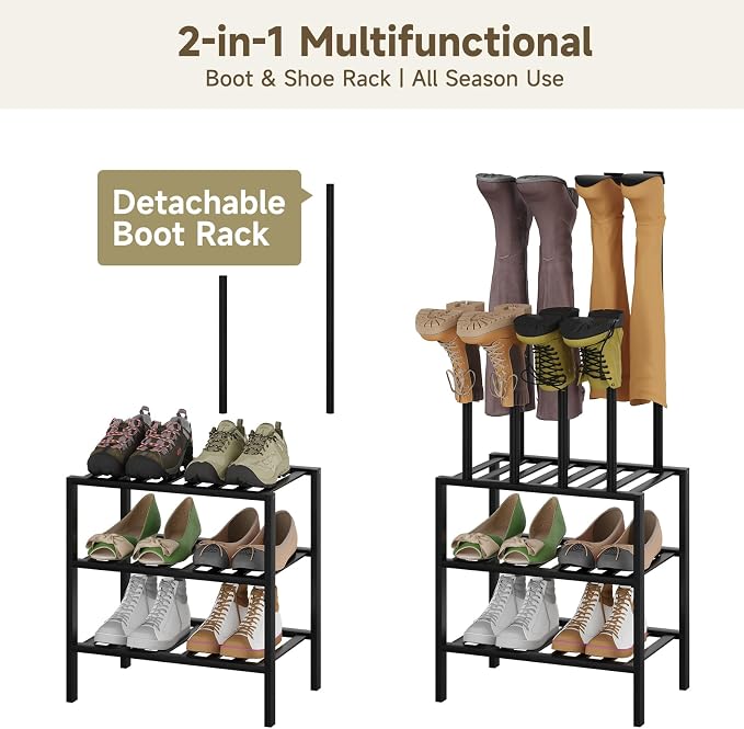 Detachable Boot Rack For Tall Boots Organizer,Outdoor Shoe Rack Storage | 3-Tier Multiuse Shoe Rack For Tall Boots,Closet Organizers And Entryway Storage,Suitable For All Seasons