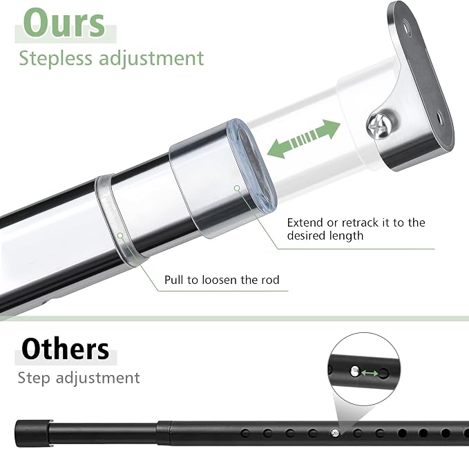 Premium Oval Closet Rod with End Supports- Chrome,No-cut 30"-54" | End Supports Includes