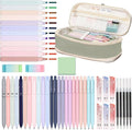 50 PCS Aesthetic School Supplies with Cute Pen Case,12 Pastel Highlighters,5 Black Ink Gel Pens, 12 Mechanical Pencils Set 0.5 & 0.7 mm 6 Color Gel Pens for Students Stationary College Essentials