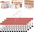 Novabright 4 Pack Cedar Hangers with 12 Clips, 360° Rotating Multi Clip Hangers for Closet, Wooden Hanging Space Saving Organizer for Leggings Pants Jeans Socks Hats Scarves Bras Accessories