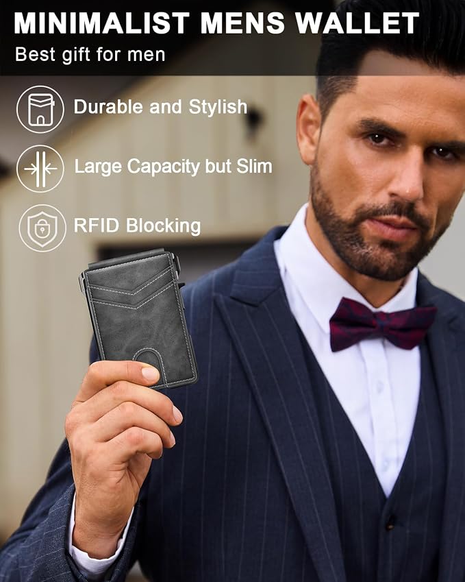 Wallet for Mens Minimalist Wallet 9-13 Cards RFID Blocking Slim Wallet | Money Clip & ID Window, Compact Smart Pop Up Card Wallet, Metal Aluminum Credit Card Holder Wallet, Birthady Gifts for Men
