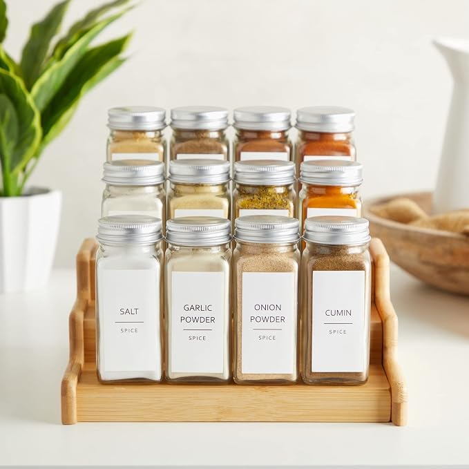 Talented Kitchen Spice Jar Labels - Minimalist Waterproof Kitchen Organization - Preprinted Spice Labels - Kitchen Pantry Organization Stickers - 140 Pack, 2.75 x 1.25 in, Black on White
