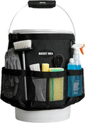 MELOTOUGH Bucket Tool Organizer Fits 5 Gallon Water-Resistant Mesh Pockets | Water Resistant, Multiple Compartments Pockets, Hold Large Brushes & Garden Tools, Fits 3.5-5 Gal Buckets, Easy to Carry