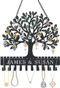 Personalized Tree of Life Metal Wall-Mounted Earring Holder, a hanging jewelry organizer with hooks, suitable for earrings, studs, necklaces, and other accessories Valentine's Day Gift