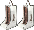 2 Pack Beige Boot Storage Bag, Portable Dust Proof Boot Bags for Cowboy Boots, Shoe Cover Protector Bag for Boots Storage and Organizer Packing, Tall Boot Storage Carry Bag for Travel Daily Use