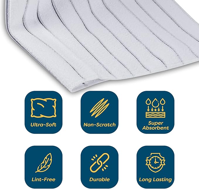 Microfiber Kitchen Towels - [18 Pack], 18" x 26" Microfiber Cleaning Cloth - Soft, Absorbent & Durable Dish Towels for Washing Dishes – Grey and White Microfiber Towel & Cleaning Rags (White, 18)