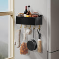 Magnetic Spice Rack for Refrigerator Large Magnet Shelf for Fridge Kitchen Organizer and Storage with 5 Removable Golden Hooks