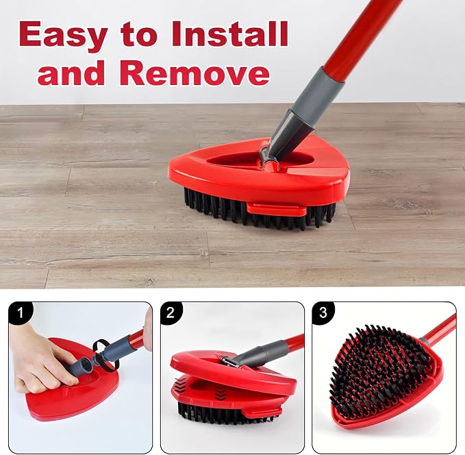 Mop Head Scrub Brush & Mop Base for O-Cedar EasyWring, Scrubber Attachment | Upgraded full bristles, no hollow center. Fits O-Cedar EasyWring spin mop. Fits ocedar mop base & spin mop scrub brush head