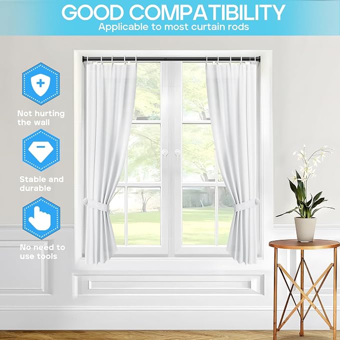 2 Pack Spring Tension Curtain Rod 32-62 inch, Adjustable Expandable Tension Curtain Rod No Drilling, Tension rods for Window Doorway Kitchen Curtain, Black
