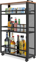 2026 New, Slim Kitchen Storage Cart, 3-Tier Metal Rolling Utility Cart Mesh Basket, Multifunction Wire Basket Shelf Trolley for Home Laundry, Bathroom, Living Room, Black
