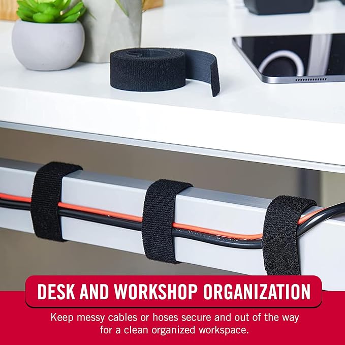 VELCRO Brand Cut to Length Straps Heavy Duty | 45 Ft x 3/4 in | ONE-WRAP Self-Gripping Double Sided Roll | Bundling Ties Fasten to Themselves for Secure Hold, VEL-30834-AMS, Black