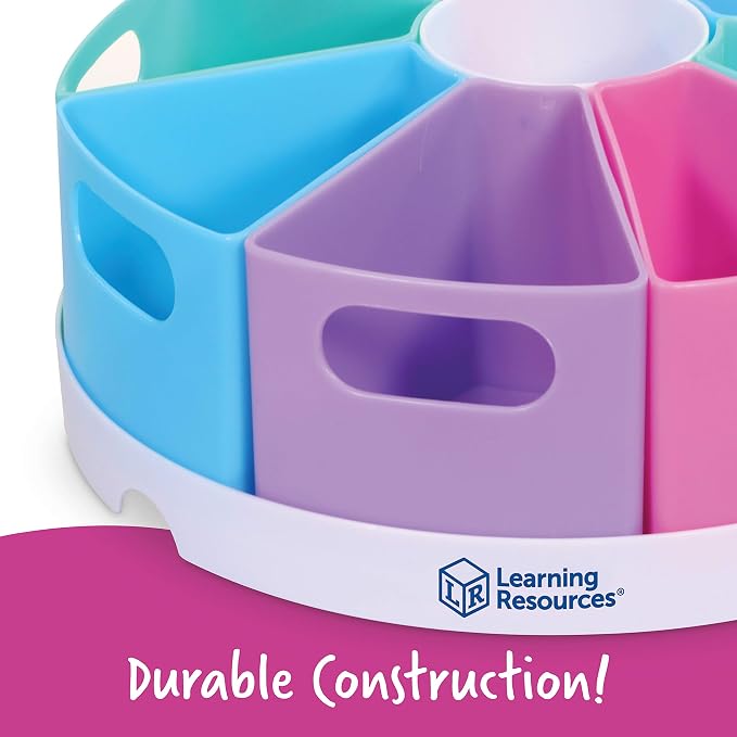 Learning Resources Create-a-Space Storage Center, Pastel | Rotating Caddy Organizer for Kids, Art Supply Organizers for Markers, Pens and Pencils, Classroom Table Caddy for Teachers