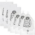 6PCS Hanging Vacuum Storage Bags, Transparent Thick Space Saver Bags, Reusable Compressed for Suits, Dress, Jackets, Vacuum for Clothes