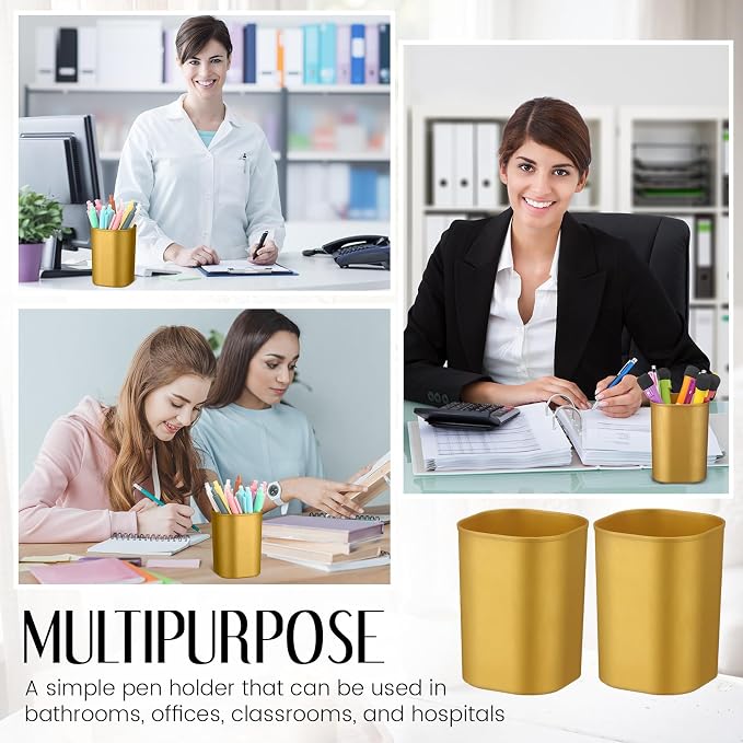 30 Pack Pen Holder Pen Cups for Desk Organizers and Storage Stationery Plastic Matte Pencil Holder Cups Ins Style Transparent for Office School Supplies (Gold)