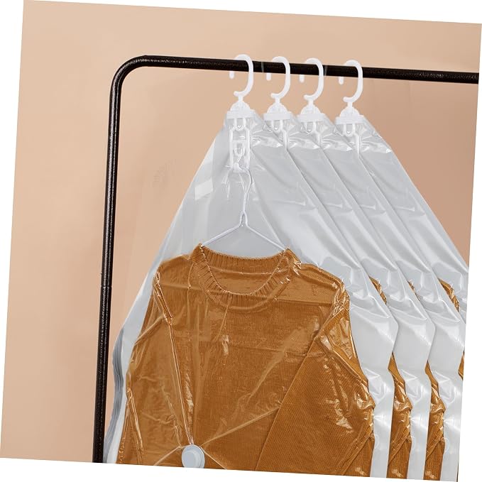Outanaya 4pcs Vacuum Storage Bags for Clothes Hanging Design Compression Bags for Coats and Seasonal Saving and Protective for Closet Organization