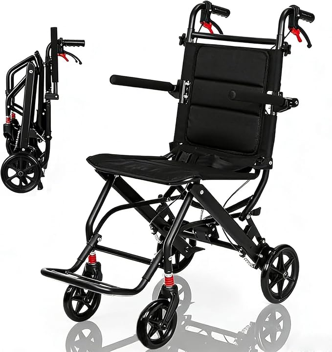Ultra-Lightweight Wheelchair for Adults & Seniors |Only 16lbs| Compact Foldable Travel Wheel Chair with Extendable Footrest & Handle | Premium Aluminum Alloy | Portable Transport Wheelchair