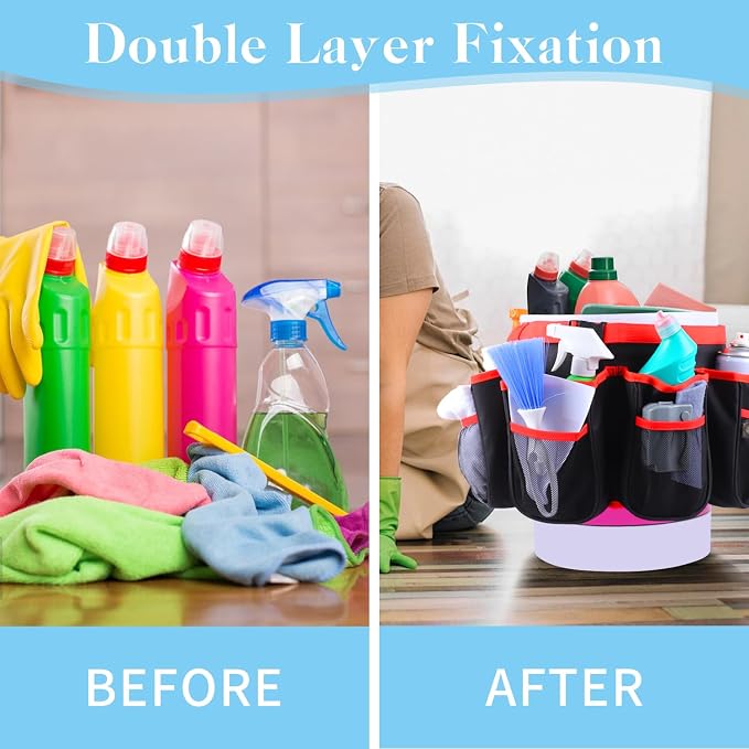 Portable Bucket Cleaning Tool Organizer,5 Gallon Bucket Holder Cleaning Supplies,Foldable Wash Tool Caddy Organizer More Mesh Pockets for Housekeeping,Easy to Use