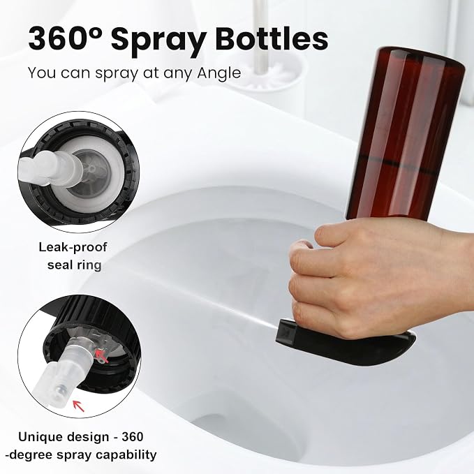 2 Pack 10oz/310ml Plastic Spray Bottles 360° Reverse Empty Spray Bottle Adjustable Nozzle Fine Mist Spray Bottle for Hair Cleaning Solutions Cooking Plant Essential Oils(Brown)
