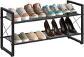 CHOEZON Shoe Rack, 2-Tier Shoe Rack for Closet, Metal Shoe Storage Organizer, Shoe Rack for Entryway, Shoe Shelf with Adjustable Feets, for Entryway, Hallway, Living Room, Bedroom, Black TXJ12BB