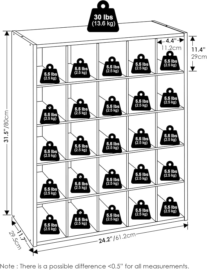 25-Cube Shoe Organizer, Stackable Shoe Rack, Shoe Organizer, 11.7 x 24.2 x 31.5, for Office, Closet Entryway, Garage, Amber Pine