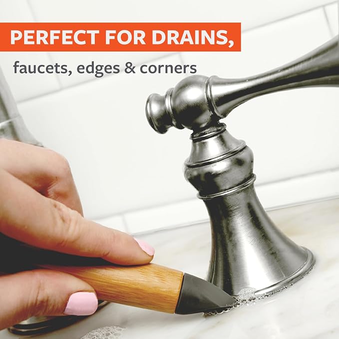 Full Circle The Every-Crevice Detail Brush, Deep Cleaning Brush for Crevices, Shower, & Grout, Tough Bristles, Sustainable Bamboo Handle, 2-Pack