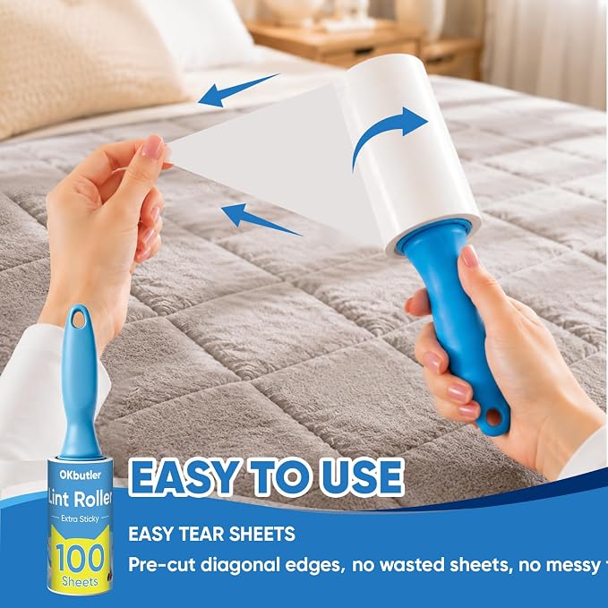 1200 Sheets Lint Roller for Pet Hair, Lint Remover, Extra Sticky with Spiral Easy Tear & Ergonomic Handle, Multipurpose for Clothes, Furniture, Carpet & Car Seats