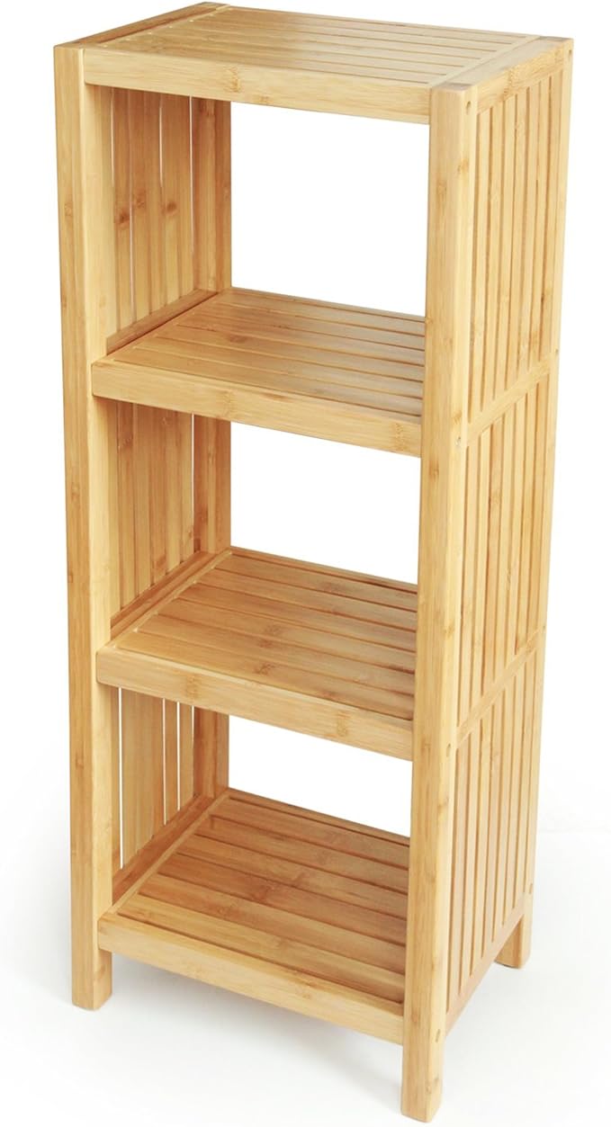 ToiletTree Products Bamboo Freestanding Organizing Shelf - Wooden Bathroom Shelf to Store Toiletries - Bamboo Shelf to Use in The Bathroom, Bedroom, and More - 4-Tier Shelf