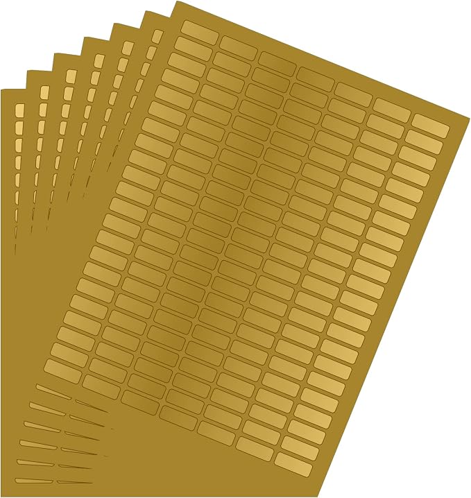 Metallic Labels Printable Sticker Paper Sheets for Printers in Metallic Gold, Small Printing Labels 1 inch x 0.375 inch for Laser Printers with Template Included, 7 Full Sheets - 1078 Pack