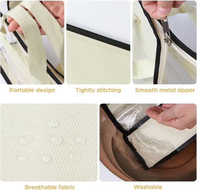 12 Packs Dust Bags for Handbags, Clear Handbag Storage, Purse Storage Organizer for Closet, Purse Cover Hanging Closet Organizer with Zipper and Handles | Purse Storage Organizer for Closet, Purse Cover Hanging Closet Organizer with Zipper and Handles
