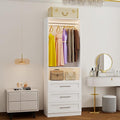Closet System with 3 Drawers, 2-5FT Custom Closet Organizer System Shelving with 2 Hanging Rods & Shelf, Small Walk-in Closet System Freestanding, Modular Closet Organizer Storage System, White