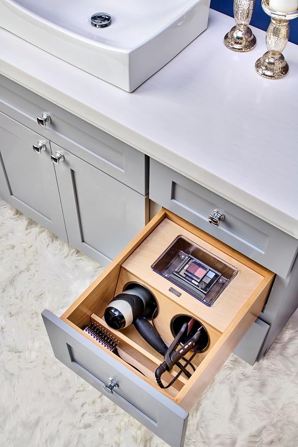 REV-A-SHELF Natural Maple Drawer Insert w/Stainless-Steel Bins for 18" Vanity Drawers