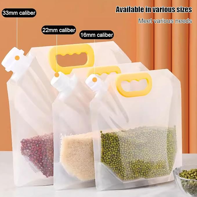 【15 Pack】Food Storage Bags Grain Moisture-proof Sealed Bags Stand Up Packaging Pouches Large Reusable Sealed Bag with Handle and Cap BPA Free,16.7"x14"